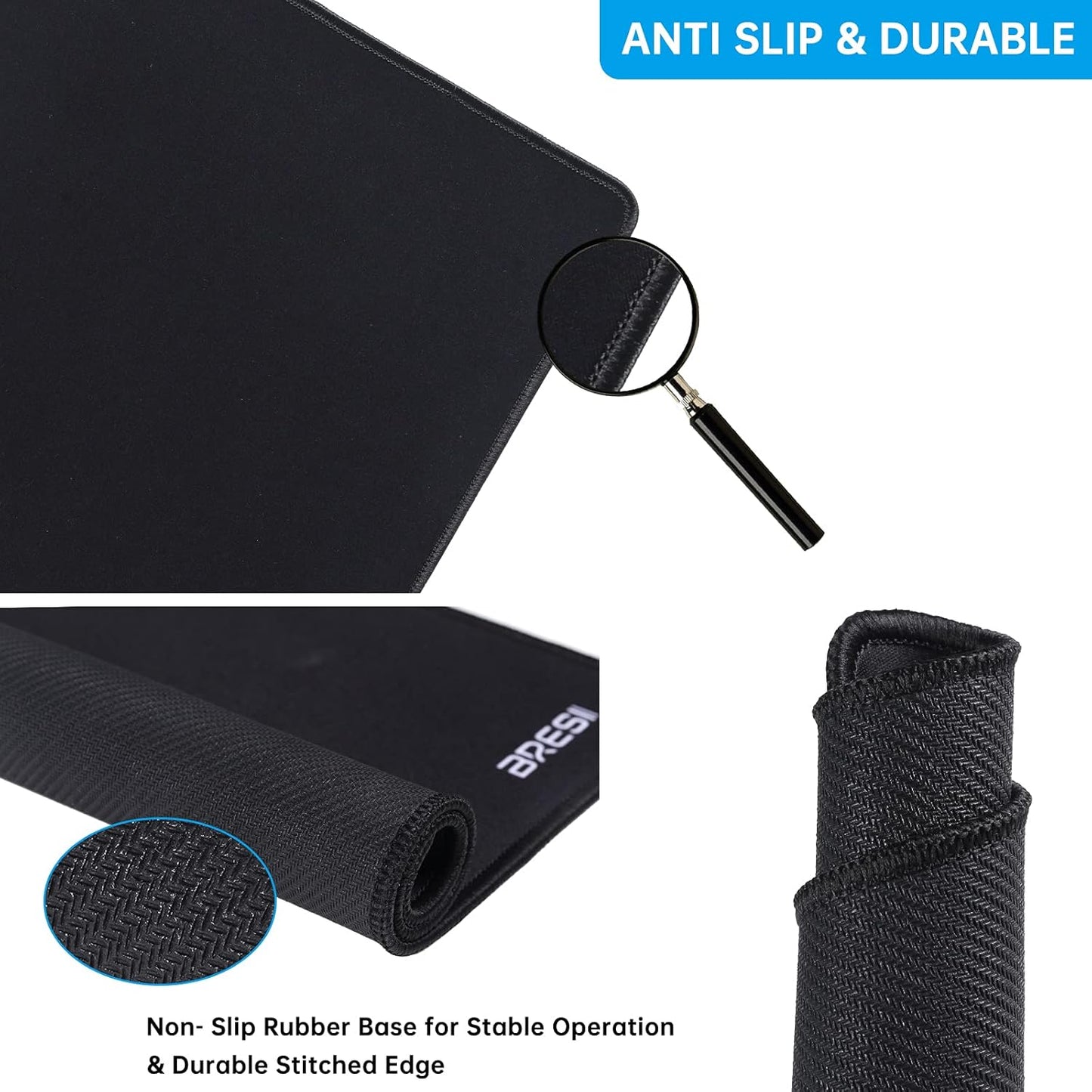 Ergonomic Bluetooth Mouse and Mouse Pad for Laptop, Silent Mouse with 3-Levels DPI, USB Nano Receiver for Android PC Notebook Computer Mac-Black