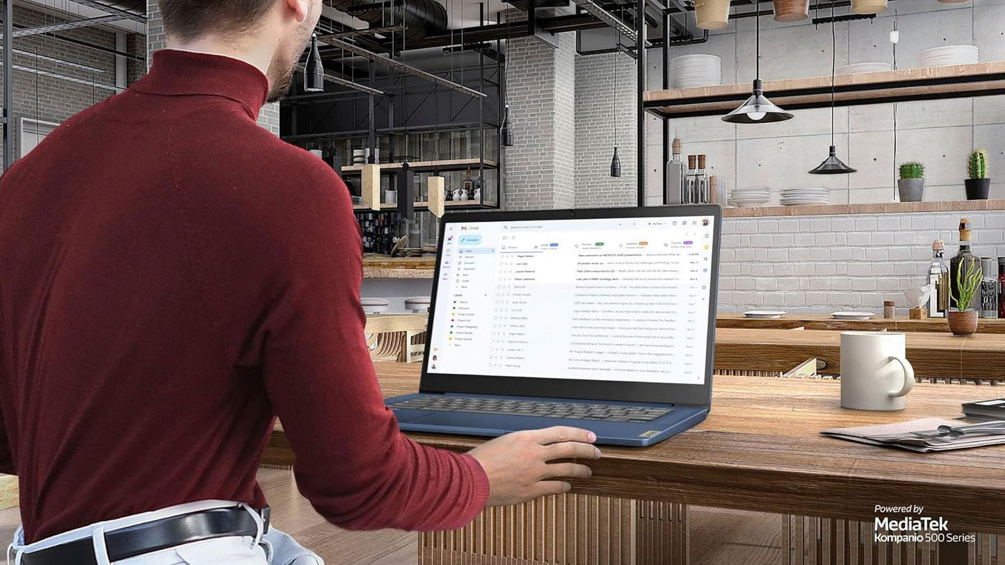 Slim 3 Chromebook Laptop for Business Student, 14'' FHD IPS Touchscreen, 8-Core Mediatek Kompanio 520 Processor, 4GB RAM, 64GB Emmc, Wi-Fi 6, Bluetooth, Chrome OS, Abyss Blue