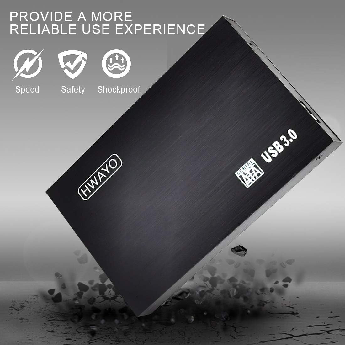 2.5'' 250GB Ultra Slim Portable External Hard Drive USB3.0 HDD Storage for PC, Laptop, Xbox One Consle (Black)