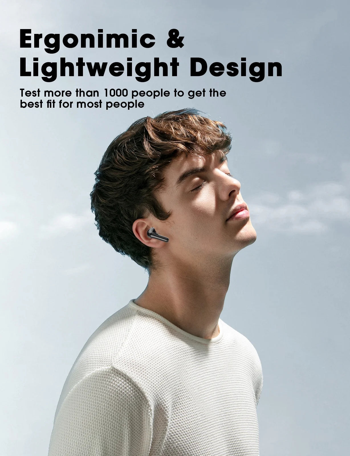 Wireless Earbuds, Bluetooth Ear Buds with Big Bass Stereo Sound, 65 Hours Playtime, Lightweight In-Ear Fit Earphones, IPX7, Hands-Free Calls with AI for Iphone, Android, Pad, Sports, Workout