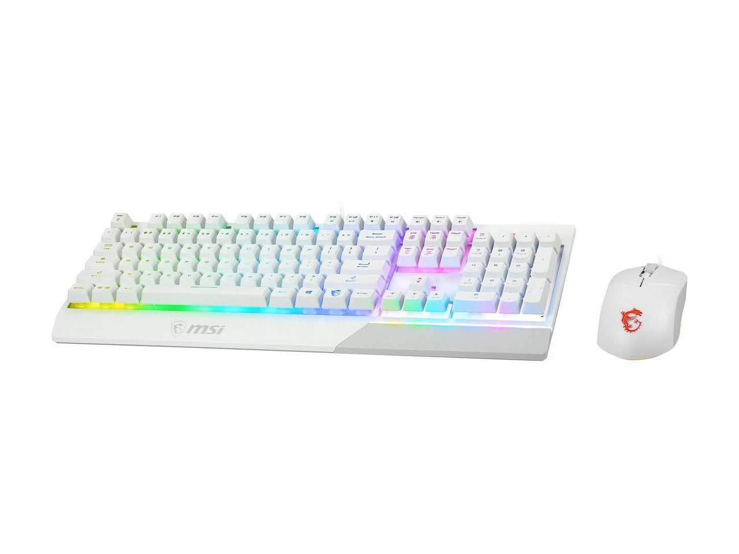 Vigor GK30 Combo White, 6-Zone RGB GK30 Gaming Keyboard & GM11 Gaming Mouse, Water Repellent & Splash-Proof, 5000 DPI
