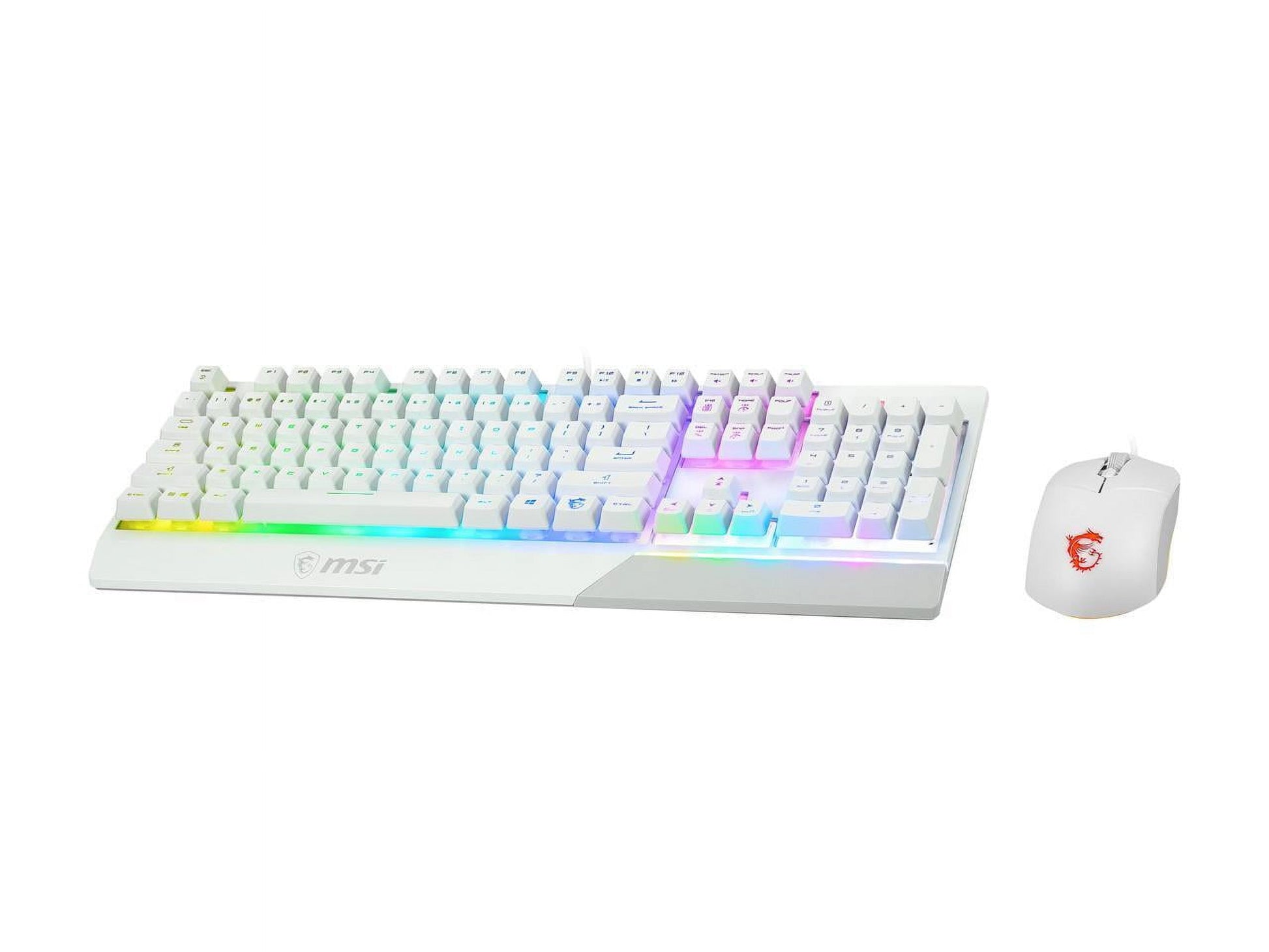 Vigor GK30 Combo White, 6-Zone RGB GK30 Gaming Keyboard & GM11 Gaming Mouse, Water Repellent & Splash-Proof, 5000 DPI