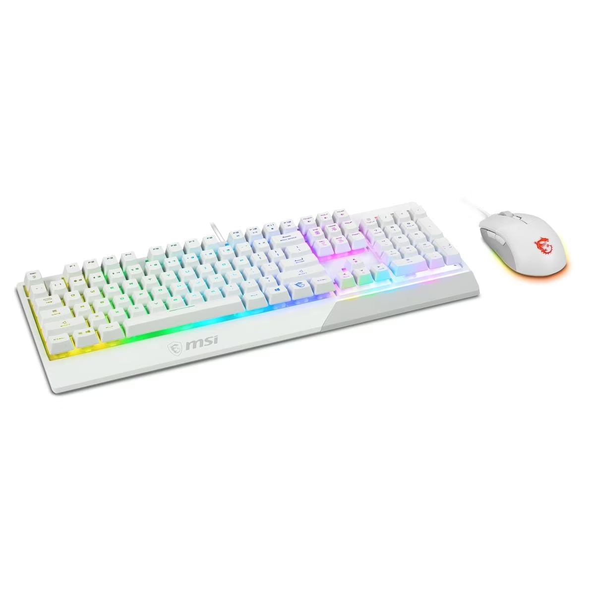 Vigor GK30 Combo White, 6-Zone RGB GK30 Gaming Keyboard & GM11 Gaming Mouse, Water Repellent & Splash-Proof, 5000 DPI
