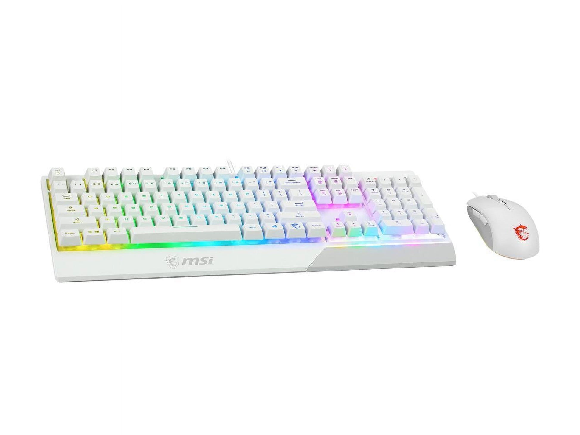 Vigor GK30 Combo White, 6-Zone RGB GK30 Gaming Keyboard & GM11 Gaming Mouse, Water Repellent & Splash-Proof, 5000 DPI