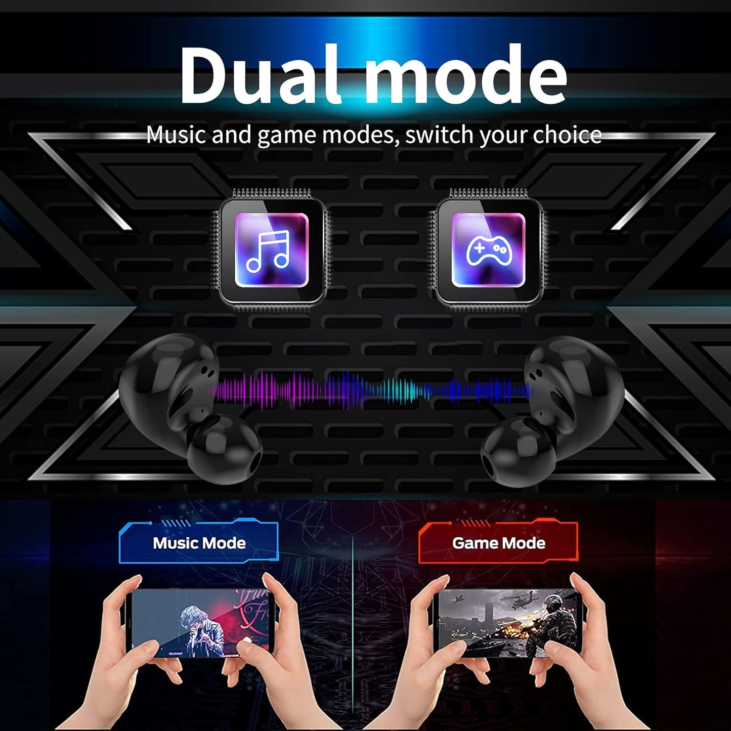 Ture Wireless Earbuds Gaming Bluetooth Earbud Touch Control In-Ear Headphones with Charging Case Noise Reduction 36H Playtime Kids Earphones,No Delay Sports Earbuds