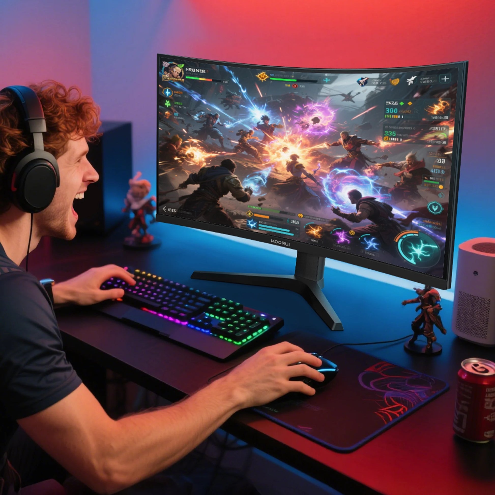 34'' WQHD Curved Gaming Monitor, 180Hz/165Hz Ultrawide Monitor, 3440×1440P 1Ms(Mprt) HDR400, Black