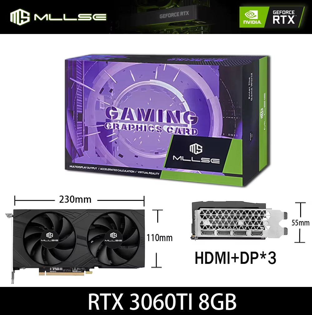 RTX 3060Ti 8GB Graphics Card GDDR6 256Bit PCI Express 4.0 ×16 8Pin NVIDIA GPU Rtx 3060Ti Gaming Video Card Placa De Video
