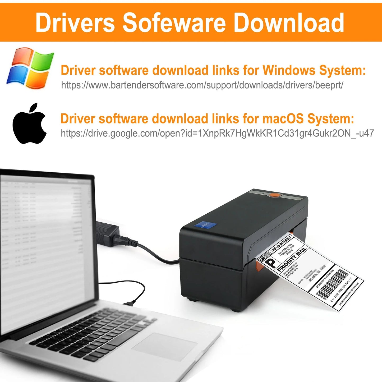 Thermal Label Printer, 4X6 Shipping Label Printer, High Speed