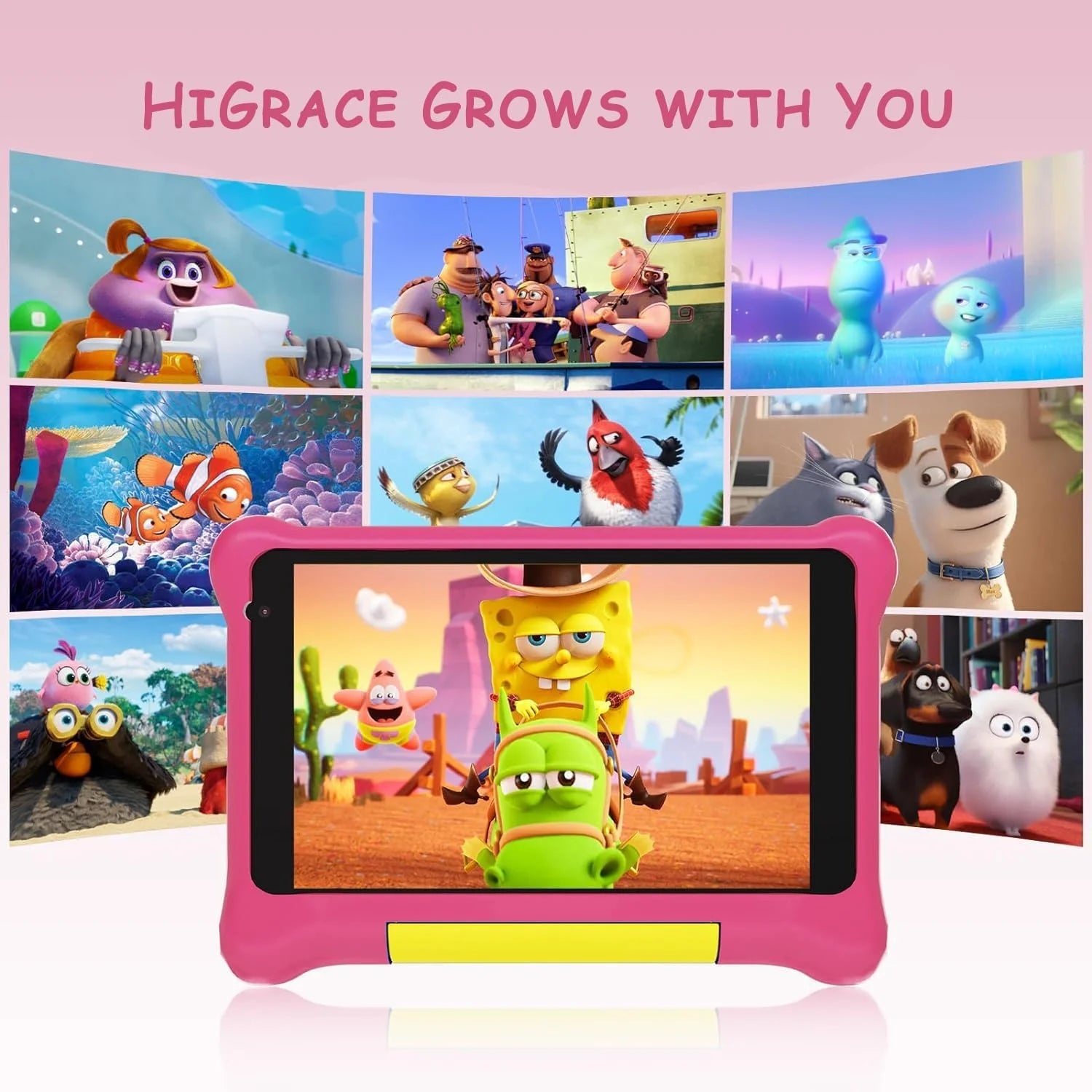 Kids Tablet 7 Inch, Android 13 Allwinner Go Quad Core, 5GB RAM + 32GB ROM, 128GB Expansion, HD Display, Wifi, Children Tablet with Parent Control - Pink