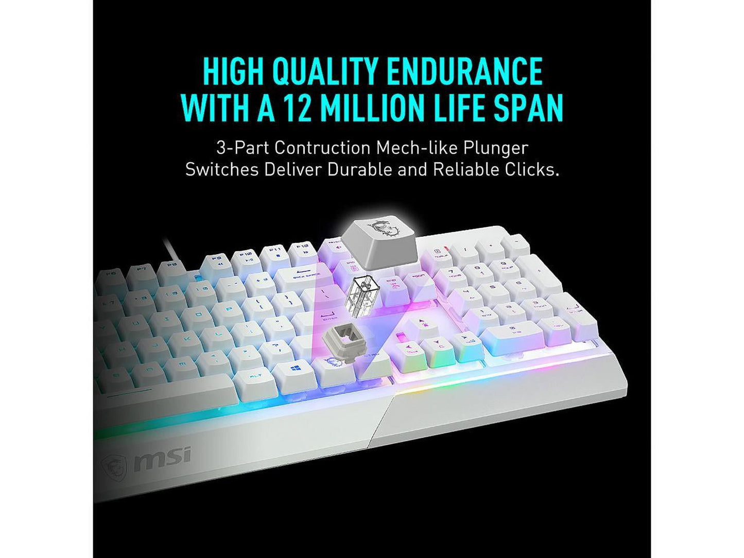 Vigor GK30 Combo White, 6-Zone RGB GK30 Gaming Keyboard & GM11 Gaming Mouse, Water Repellent & Splash-Proof, 5000 DPI