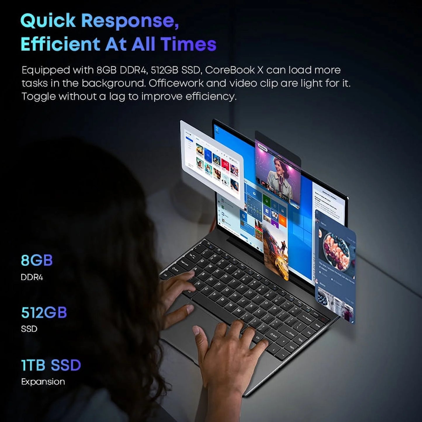 Corebook X 14" Laptop 512GB SSD 16GB Ddr4,12Th Gen Intel I5-12450H,4K IPS Display,Quad Core,Windows 11 Gaming Notebook Computer,3.7Ghz,Wifi 6,2160 X 1440