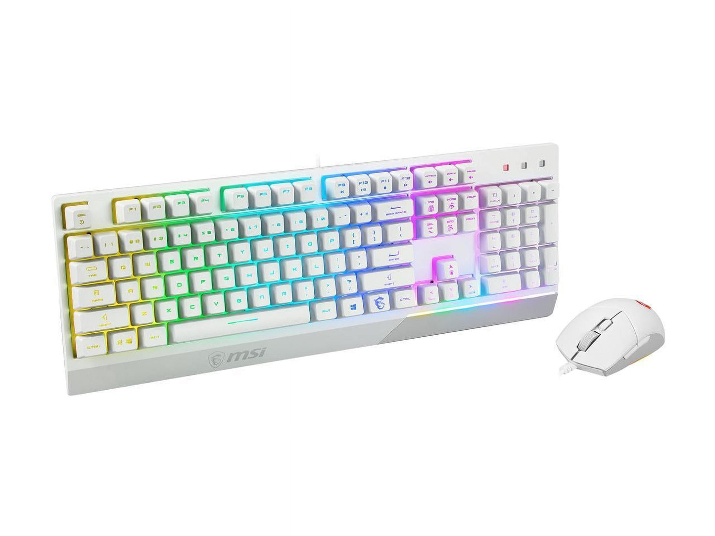 Vigor GK30 Combo White, 6-Zone RGB GK30 Gaming Keyboard & GM11 Gaming Mouse, Water Repellent & Splash-Proof, 5000 DPI