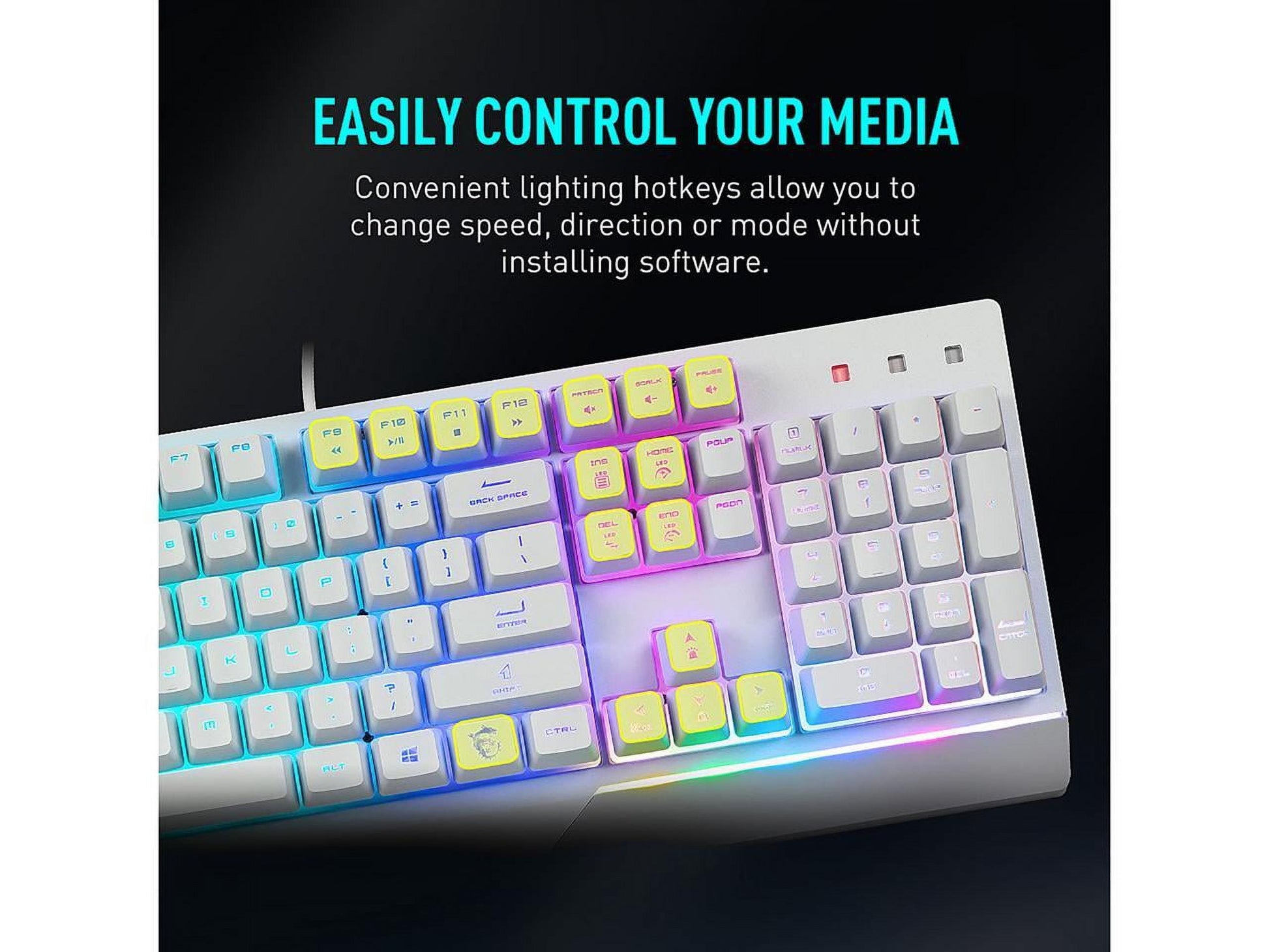 Vigor GK30 Combo White, 6-Zone RGB GK30 Gaming Keyboard & GM11 Gaming Mouse, Water Repellent & Splash-Proof, 5000 DPI