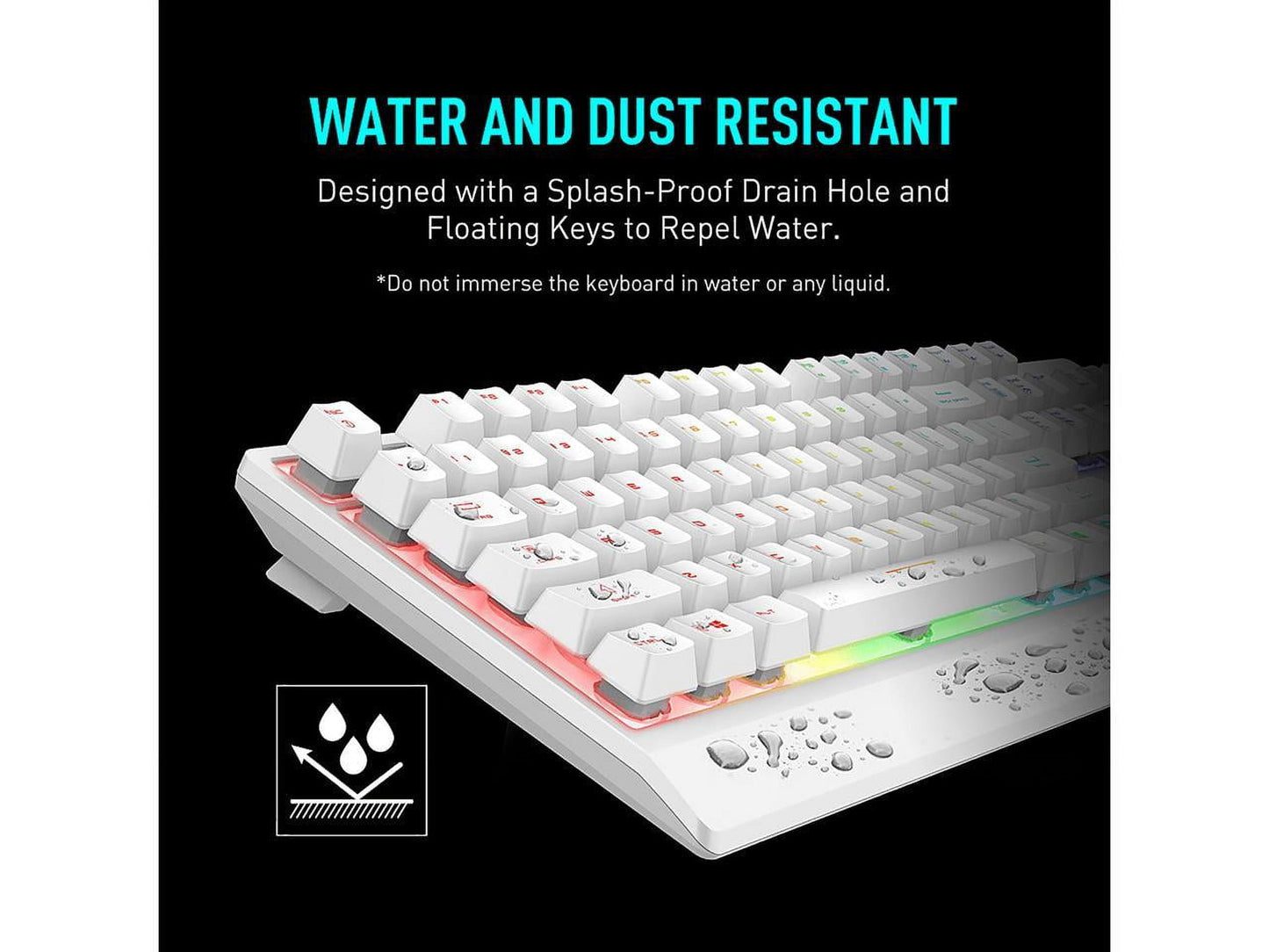 Vigor GK30 Combo White, 6-Zone RGB GK30 Gaming Keyboard & GM11 Gaming Mouse, Water Repellent & Splash-Proof, 5000 DPI