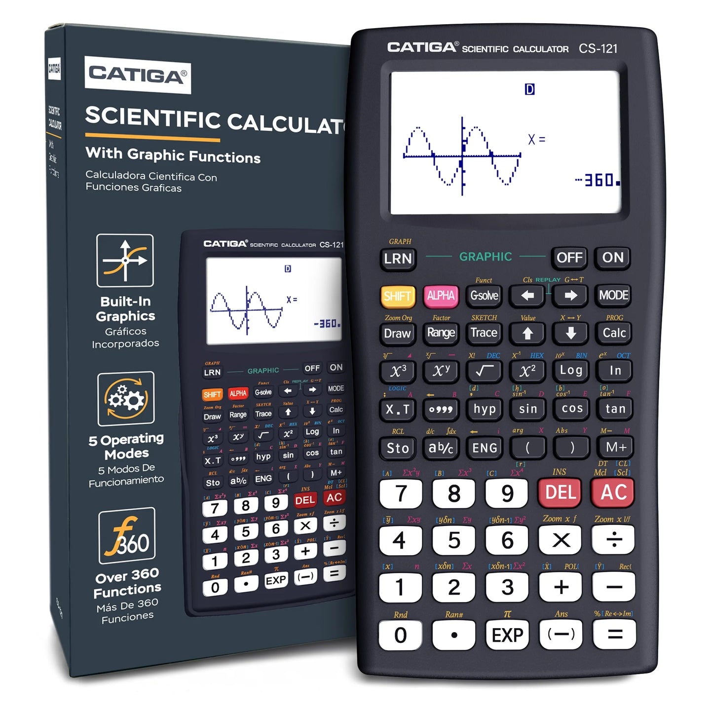 CS-121 Scientific Calculator with Graphic Functions and Multiple Modes (Black)