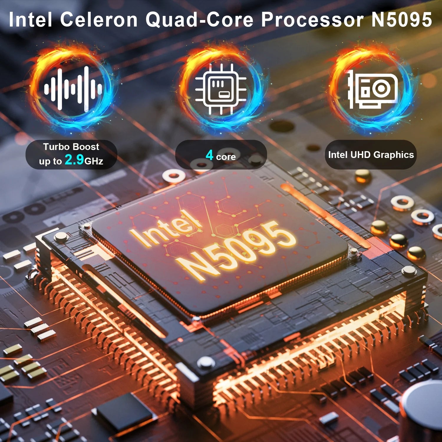 17.3" Windows 11 Pro Laptop 16GB RAM 512GB SSD with 4 Core Intel Celeron N5095, 1600X900 IPS Screen, Fingerprint, Backlit Keyboard