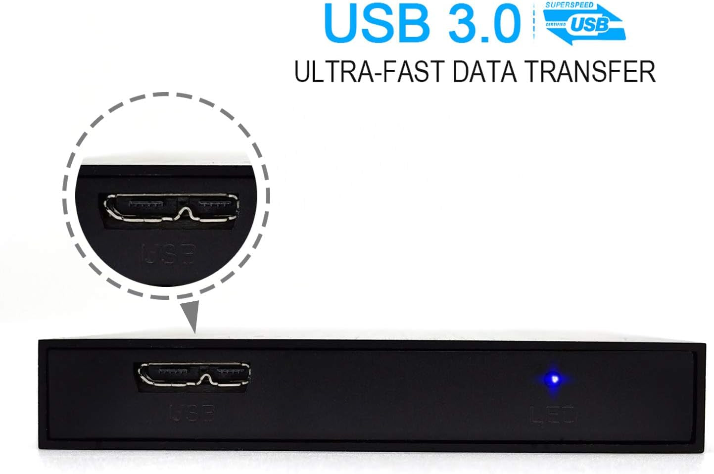 2.5'' 250GB Ultra Slim Portable External Hard Drive USB3.0 HDD Storage for PC, Laptop, Xbox One Consle (Black)