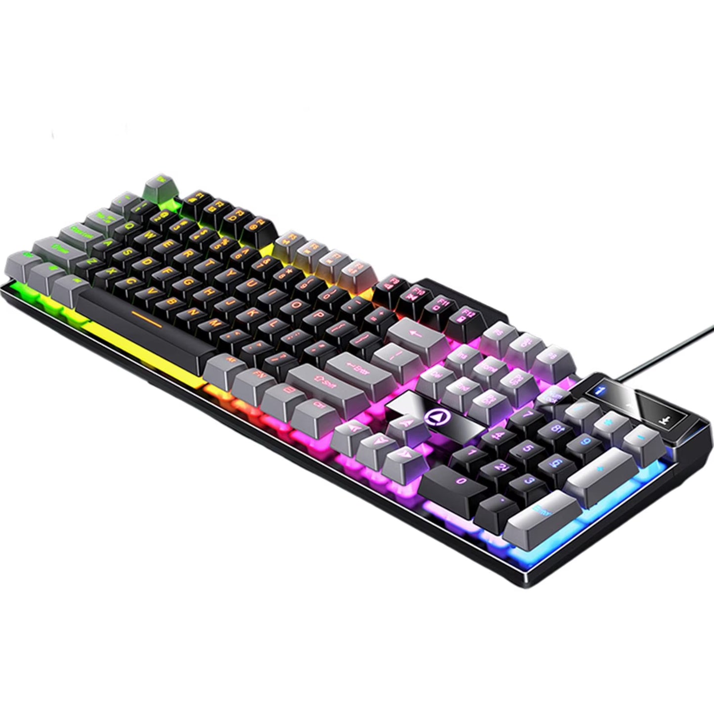 Mechanical Gaming Keyboard USB RGB Backlit Game Office , Black Gray