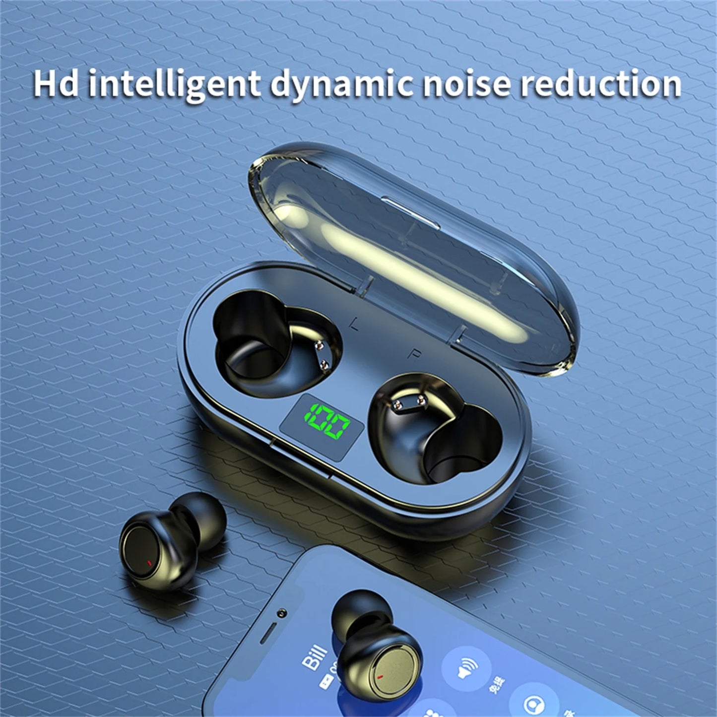 Rvasteizo Wireless Earbuds Mini Ear Buds  5.3 Bluetooth Headsets Light-Weight Earphones with Microphone & Charging Case Display