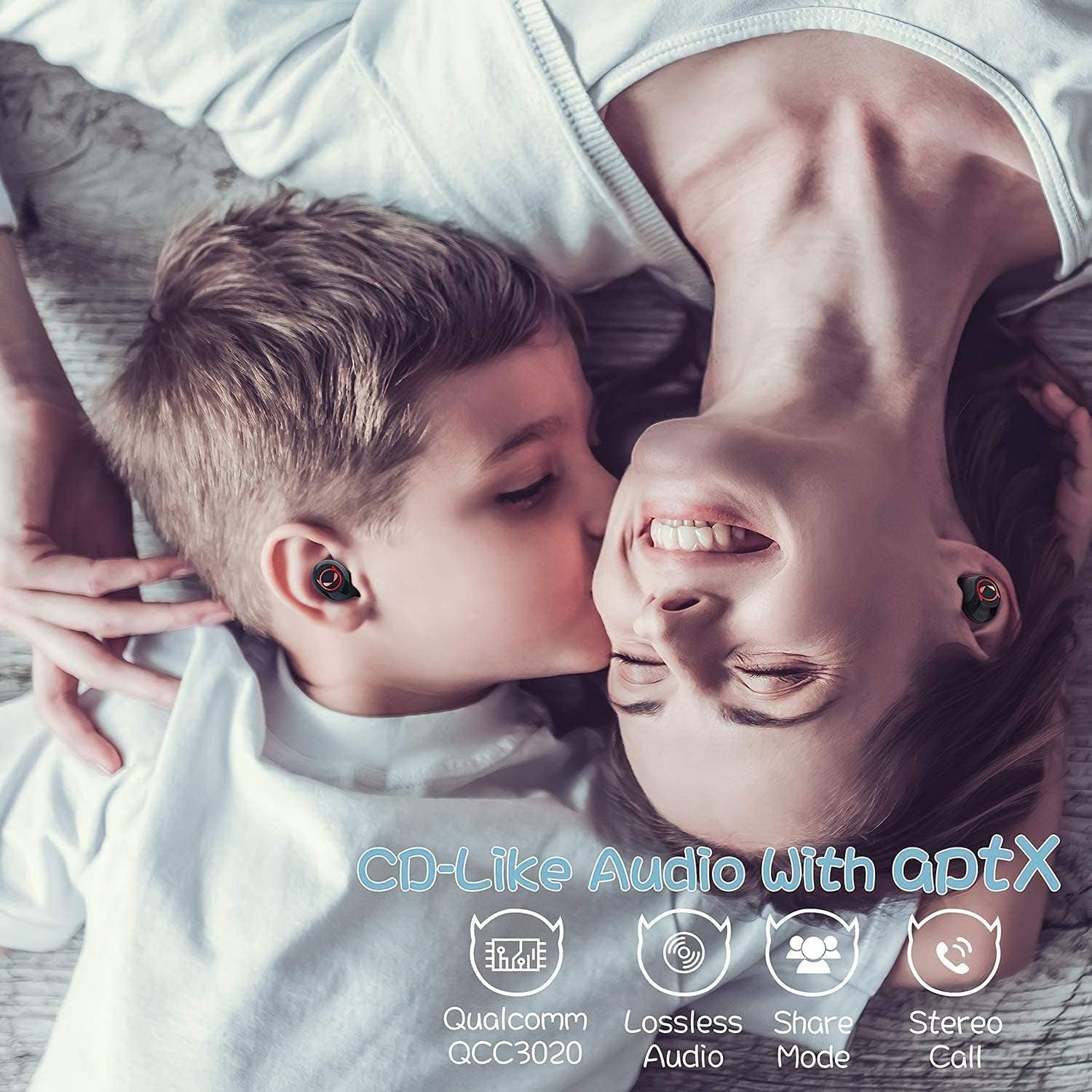 Ture Wireless Earbuds Gaming Bluetooth Earbud Touch Control In-Ear Headphones with Charging Case Noise Reduction 36H Playtime Kids Earphones,No Delay Sports Earbuds