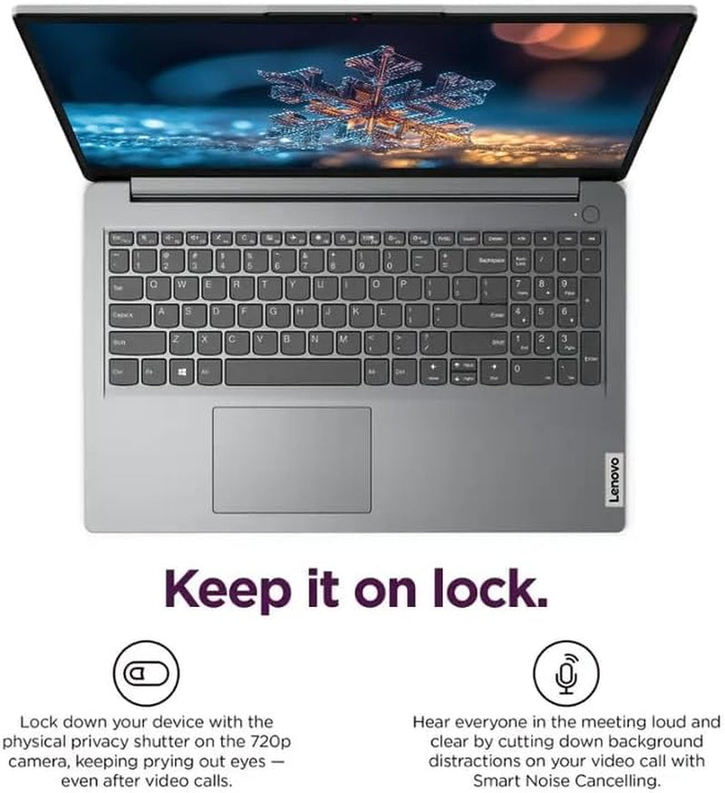 Ideapad 15.6" Laptop, Windows 11 with 1-Year Microsoft Office 365 Included, Intel Celeron Processor, PLUSERA Earphones (Gray, 12GB RAM | 640GB Storage)